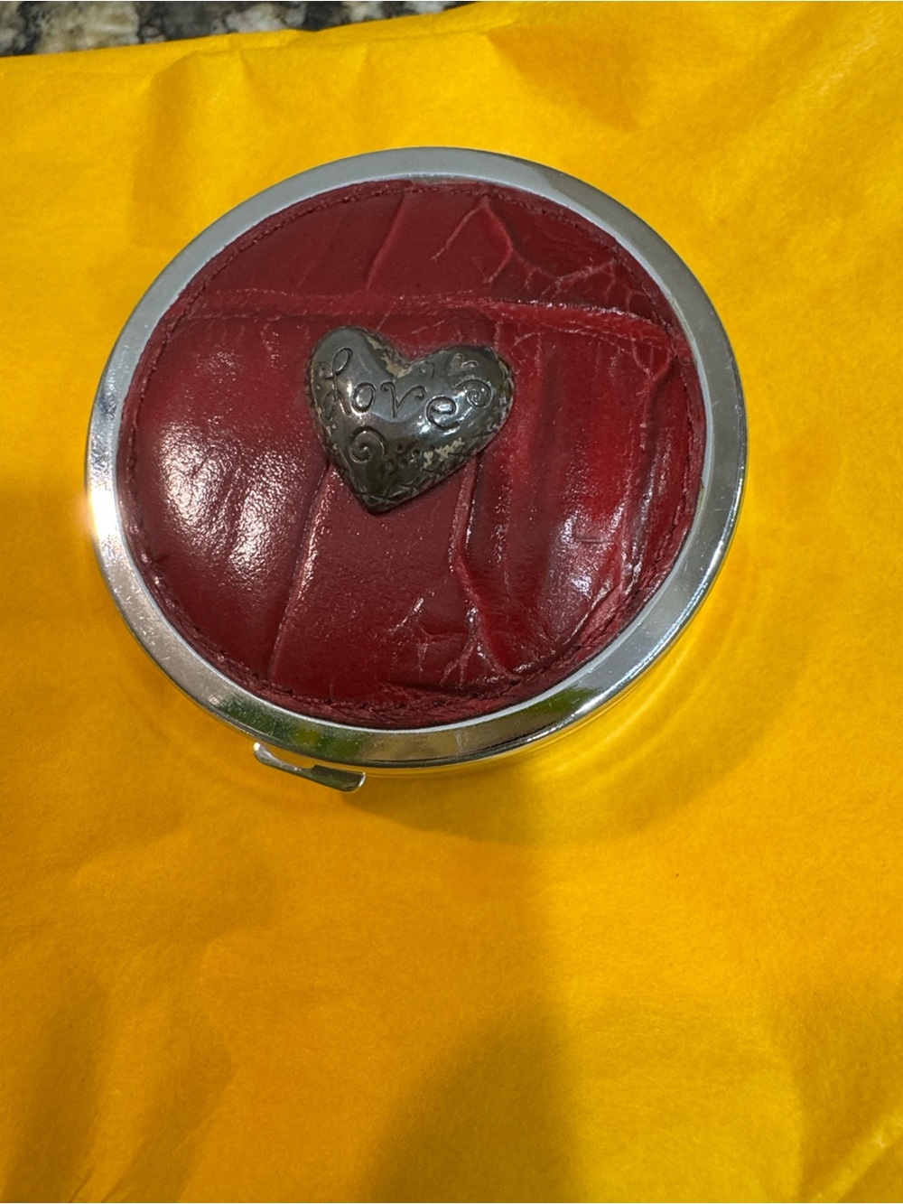 Vintage Silver Tone Brighton Pill Box with Two (2) Compartments
